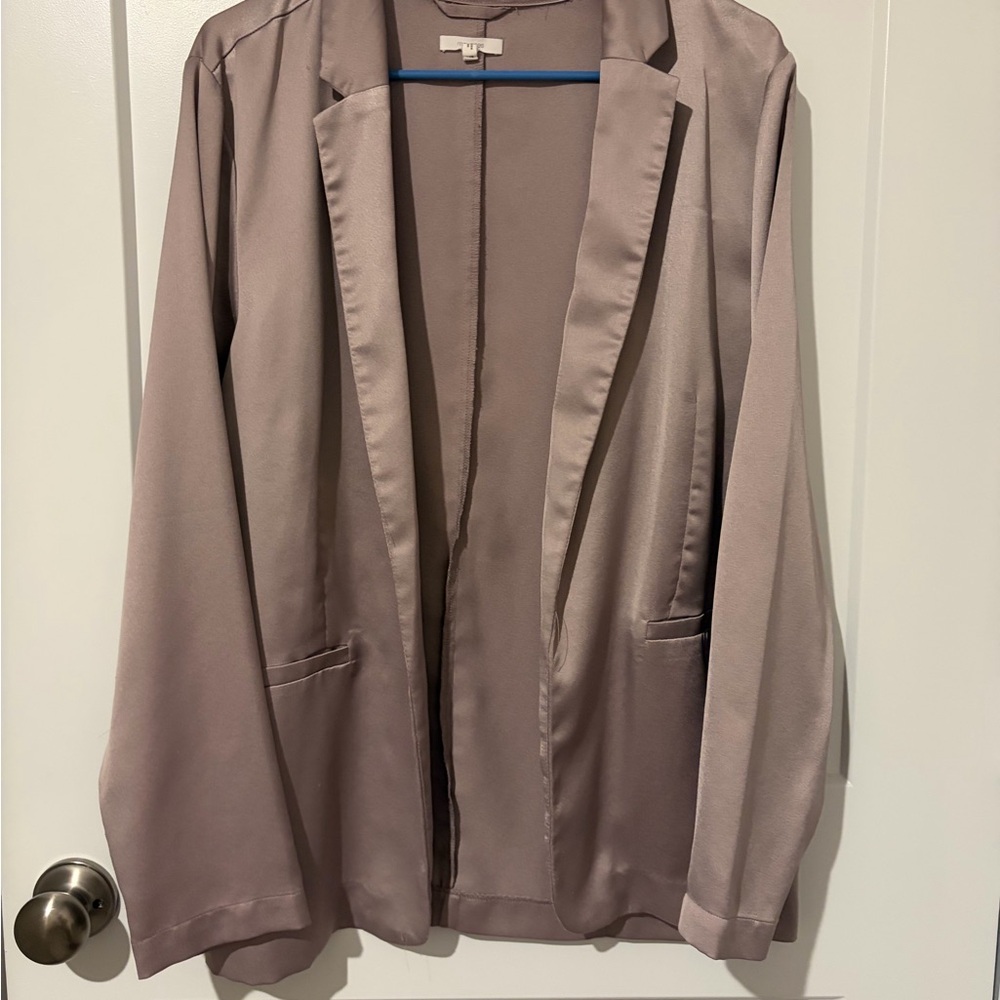 Maurices Mauve/Taupe Metallic Open-Front Blazer Jacket